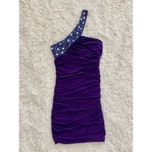 One Shouldered Cocktail Dress - Purple